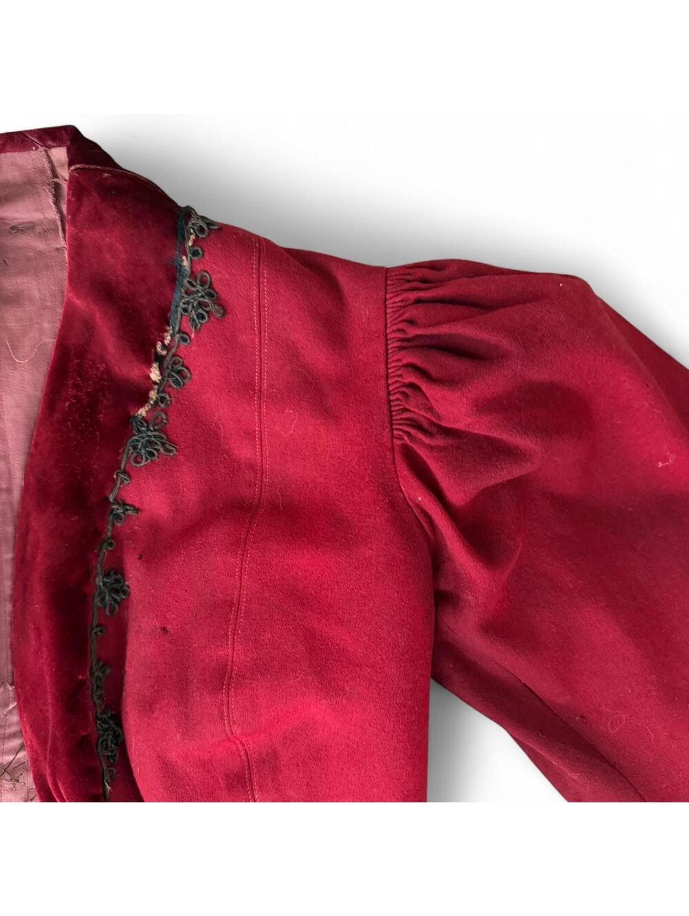 Vintage Two-Piece Burgundy Skirt and Bolero Jacket Set - Picture 5 of 8